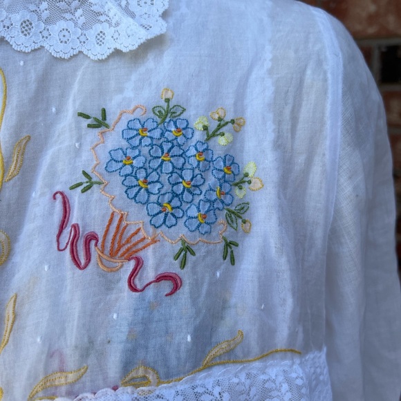 Vintage Bert Yelin for Neiman Marcus white cotton embroidered nightgown robe set - Picture 7 of 11